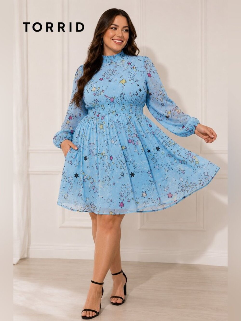 Torrid | Celestial Star Print Skater Dress | Sz 00 | Whimsigoth Fairycore Cosmic - Picture 2 of 12
